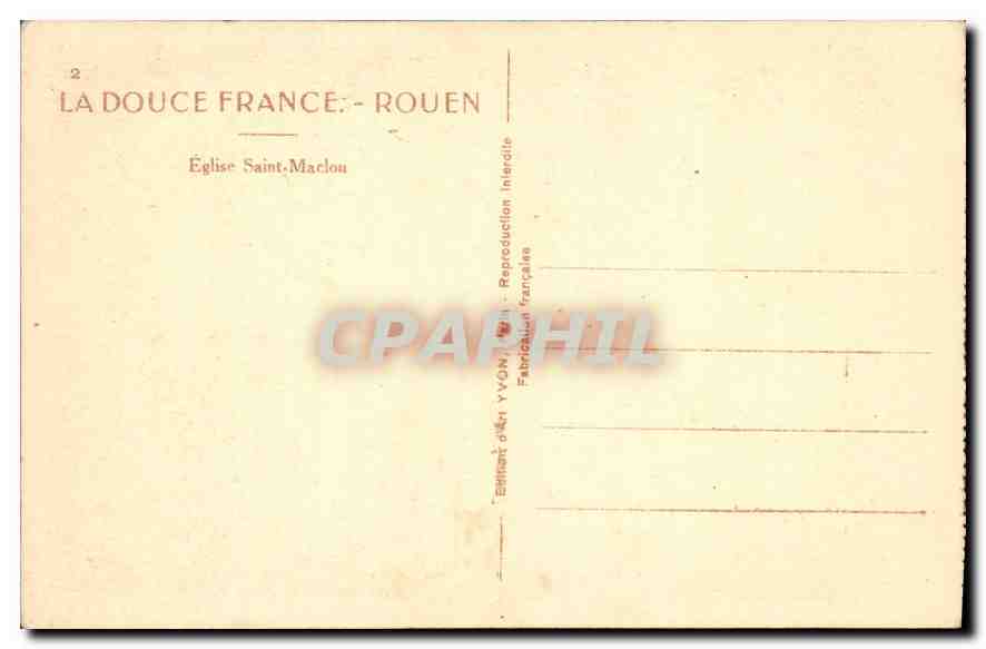 CPA La Douce France Rouen Eglise Saint Maclou  — Verso