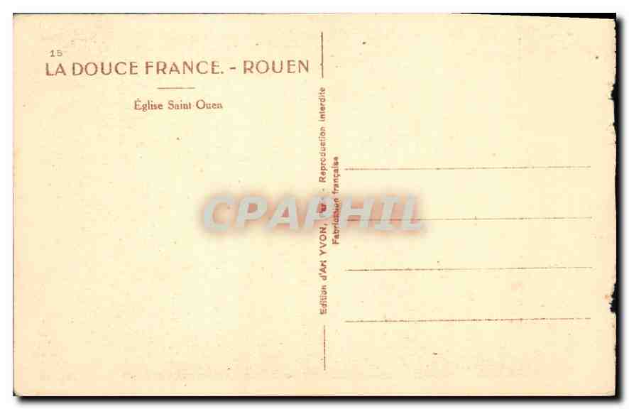 CPA La Douce France Rouen Eglise Saint Ouen  — Verso