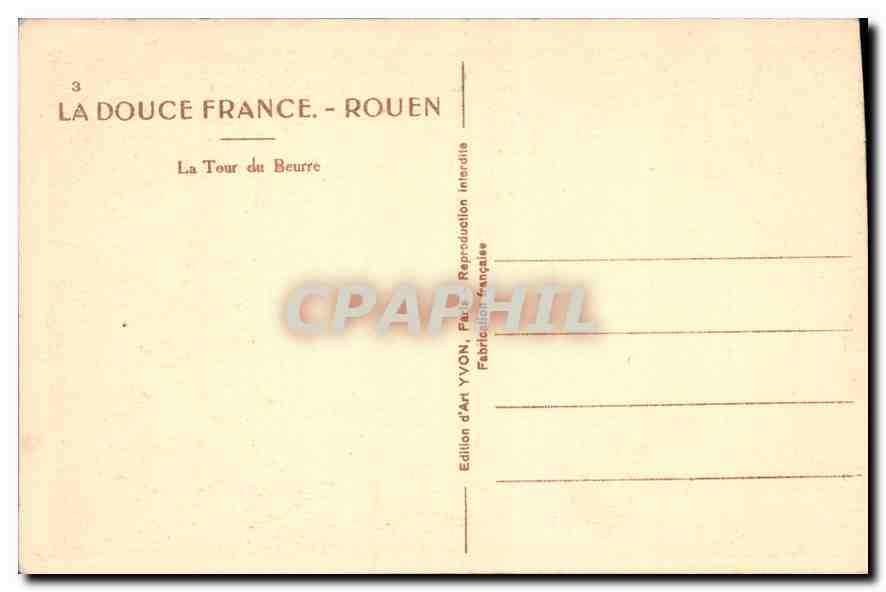 CPA La Douce France Rouen La Tour du Beurre  — Verso