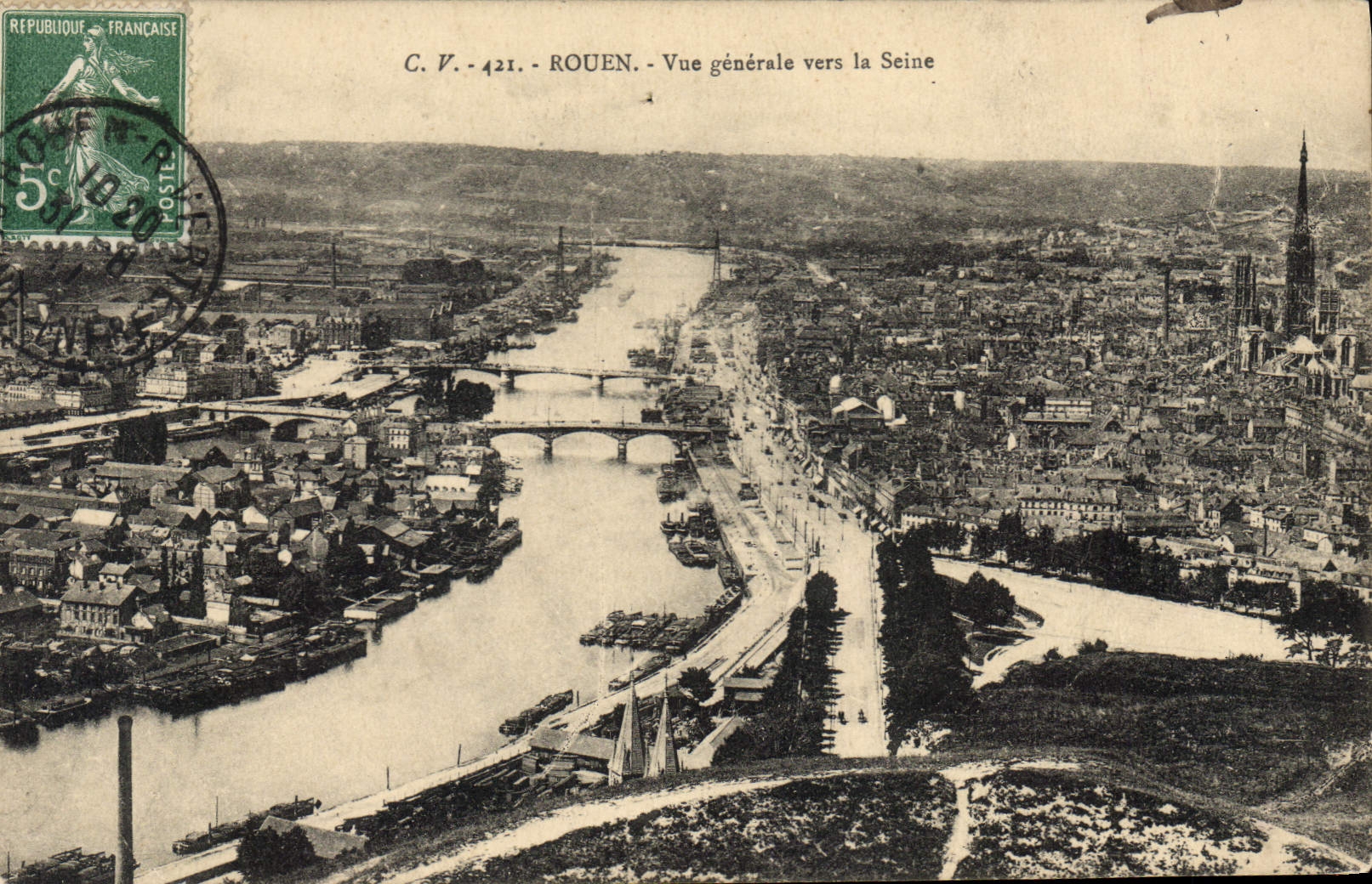 CPA Rouen Vue generale vers la Seine 