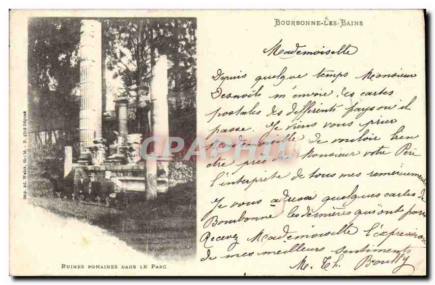 Ruines romaines dans le parc — Bourbonne-les-Bains — Éditeur A. WALTER, n° 184