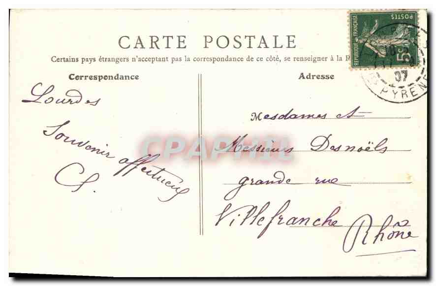 CPA Le Val de Jeret H Pyr Pont d'Espagne  — Rückseite