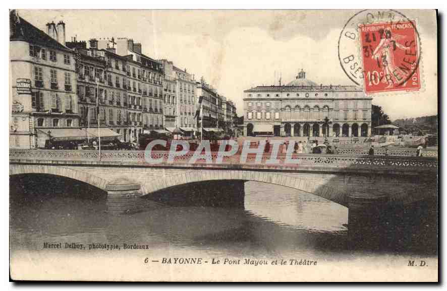 CPA Bayonne Le Pont Mayou et le Theatre 