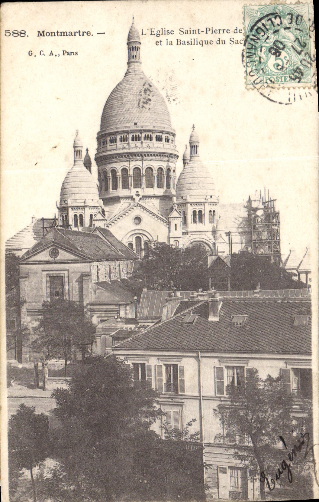 Montmartre — L'Église Saint-Pierre et la Basilique du Sacré-Cœur — G. C. A., Paris, n° 588