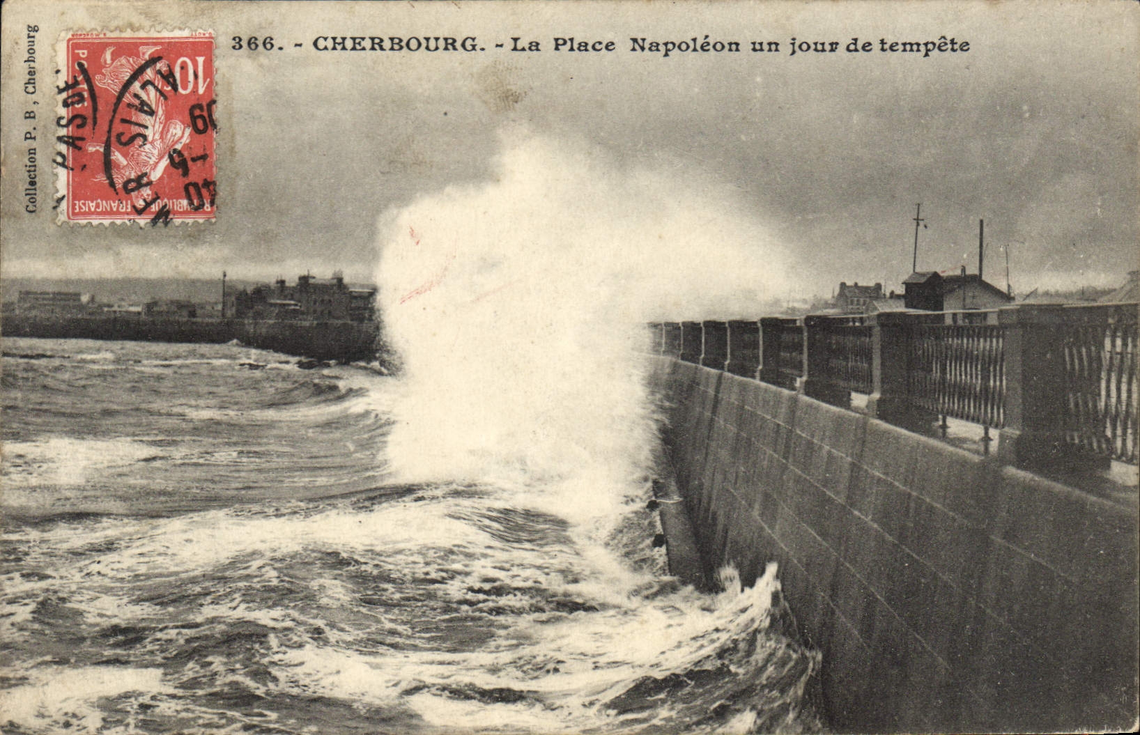 Cherbourg - La Place Napoléon un jour de tempête — Collection P. B. Cherbourg, n° 366