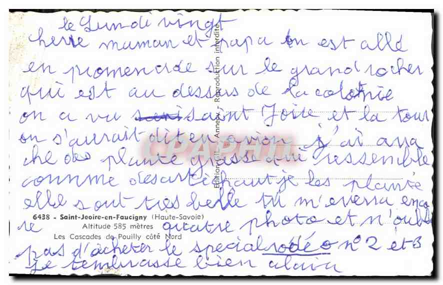 Les Cascades de Pouilly — Saint-Jeoire-en-Faucigny (Haute-Savoie) — Édition Gell - Reproduction interdite — Verso
