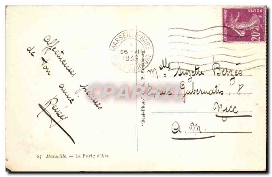 CPA Marseille La Porte d'Aix  — Rückseite
