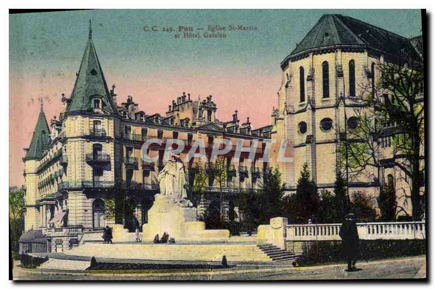 CPA Pau Eglise St Martin et Hotel Gassion 