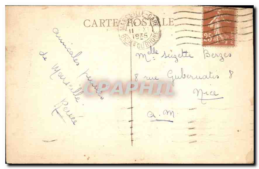 CPA Marseille La Fontaine Cantini  — Rückseite