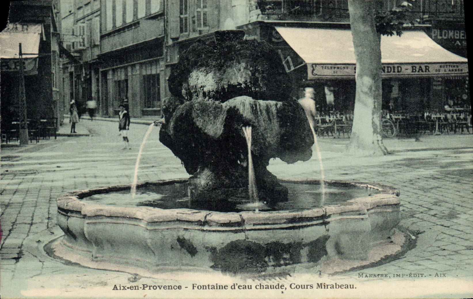 Aix-en-Provence - Fontaine d'eau chaude, Cours Mirabeau — Makatre, imp.-édit. - Aix