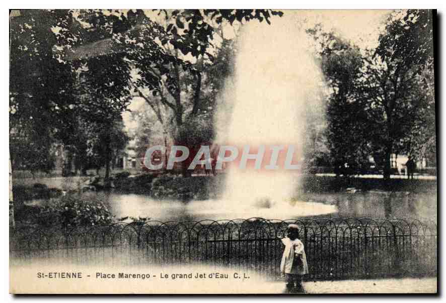 CPA St Etienne Place Marengo Le grand Jet d'Eau 