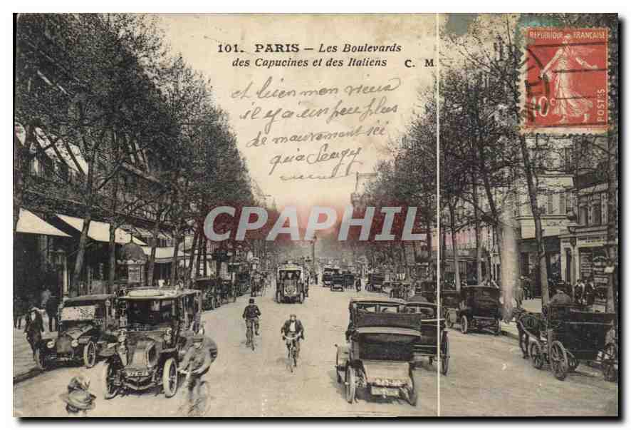 CPA Paris Les Boulevards des Capucines et les Italiens 
