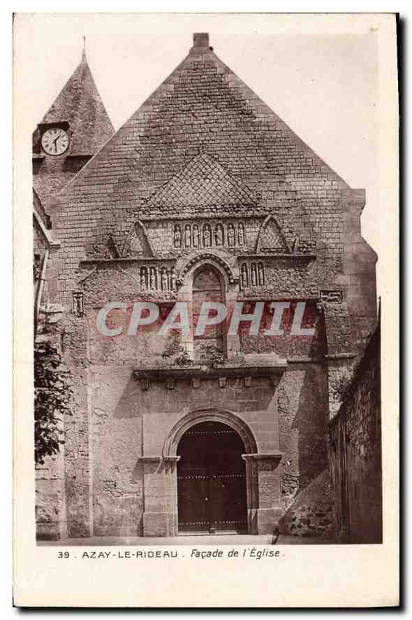 CPA Azay le Rideau Facade de l'Eglise 