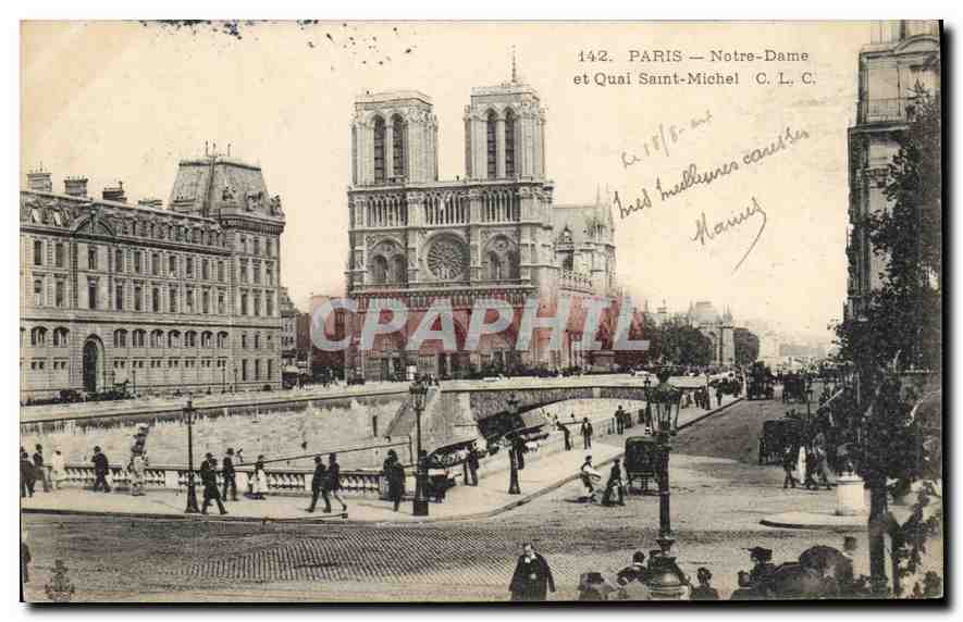CPA Paris Notre Dame et Quai Saint Michel 
