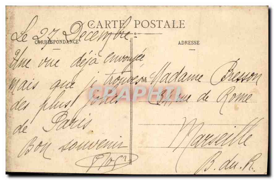 CPA Paris Le Parc Monceau Les Ruines  — Rückseite