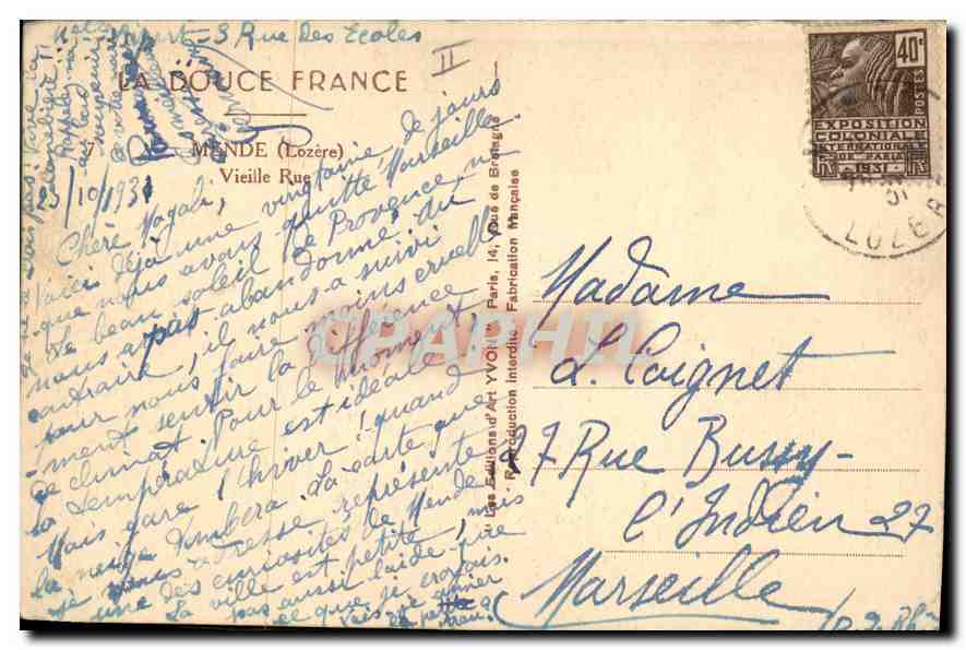 CPA La Doce France Mende Lozere Vieille Rue  — Rückseite