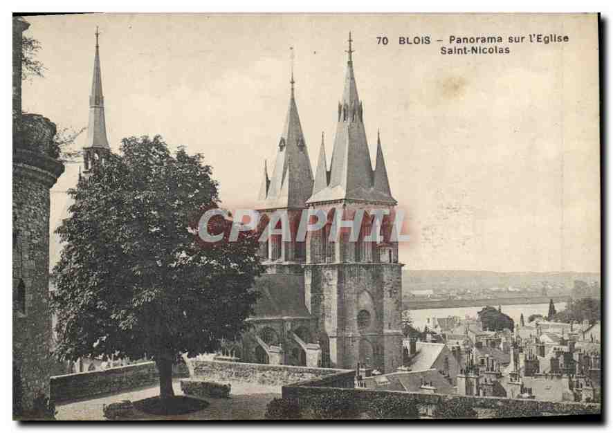 CPA Blois Panorama sur l'Eglise Saint Nocolas 