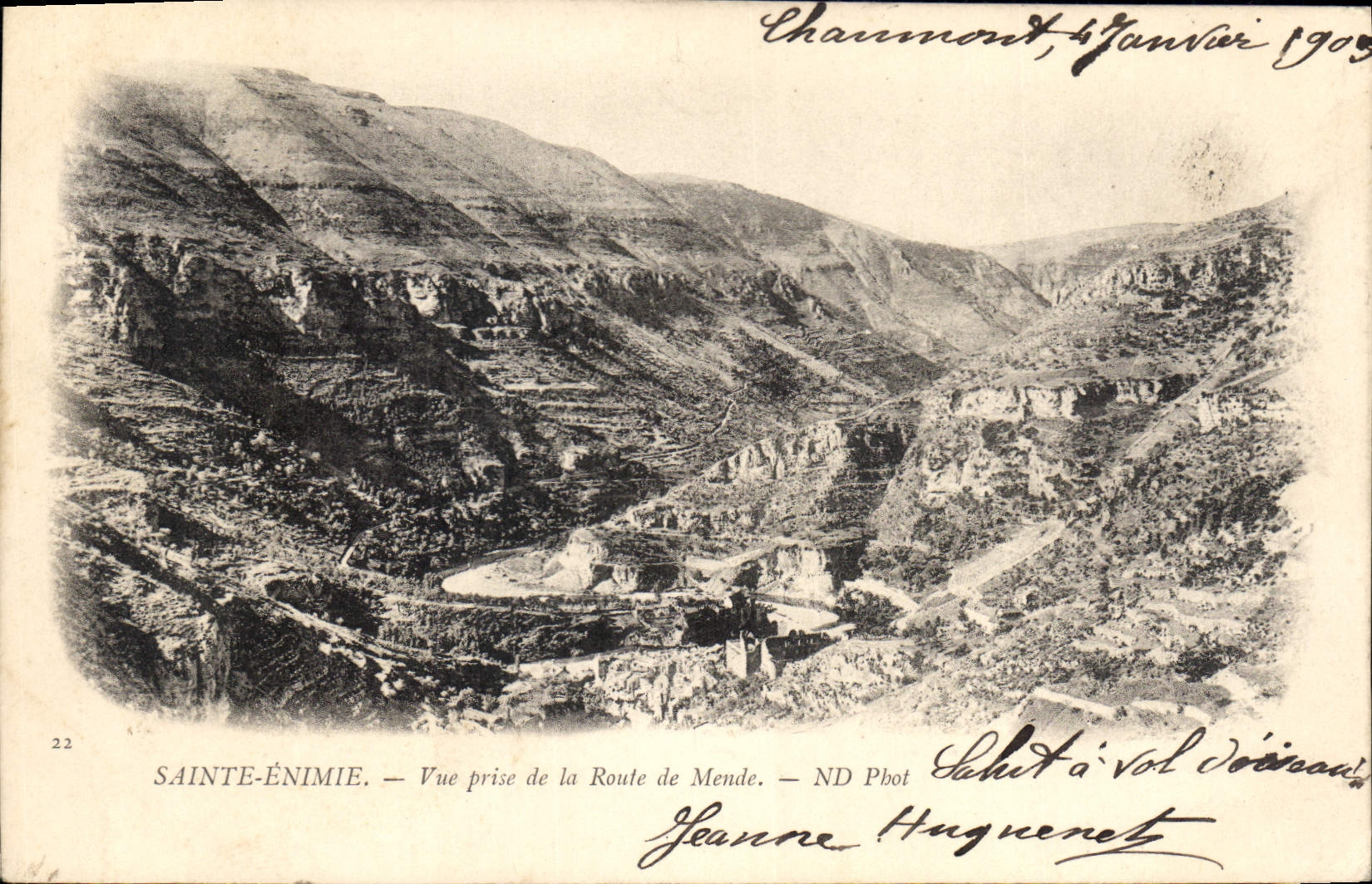 CPA Sainte Enimie Vue prise de la Route de Mende 