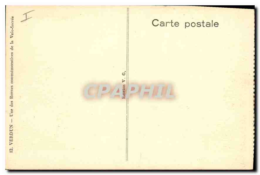 Bornes de la Voie Sacrée — Verdun — Édition V. G. — Rückseite