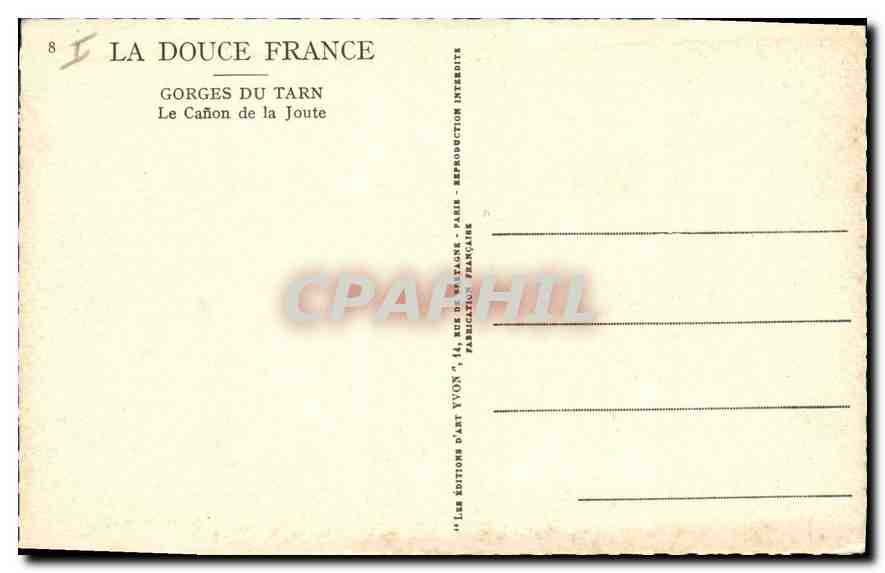 CPA Gorges du Tarn le Canon de la Joute  — Verso