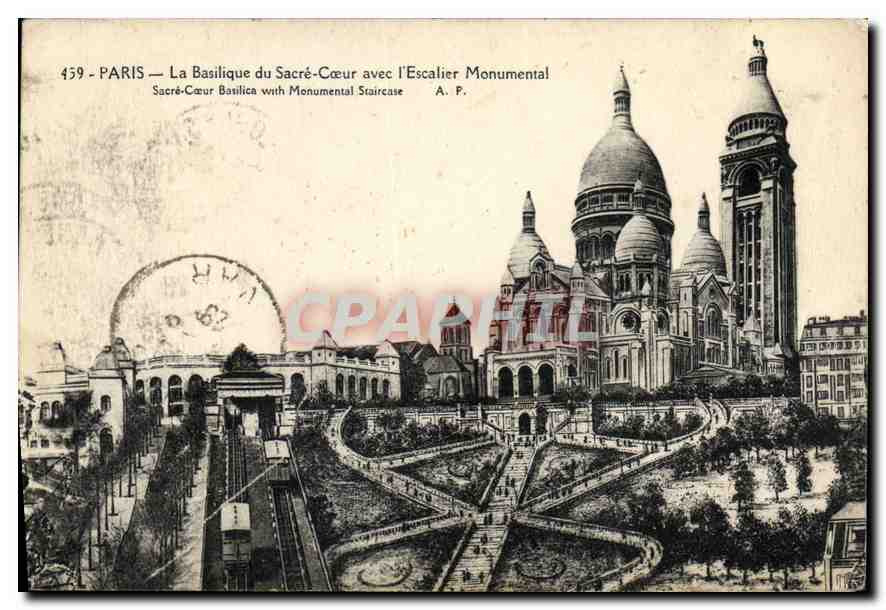 CPA Paris la Basilique du Sacre avec l'Escalier Monumental 