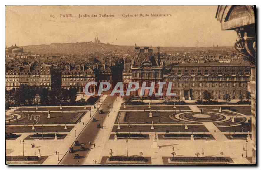 CPA Paris Jardin des Tuileries Opera et Butte Montmartre 