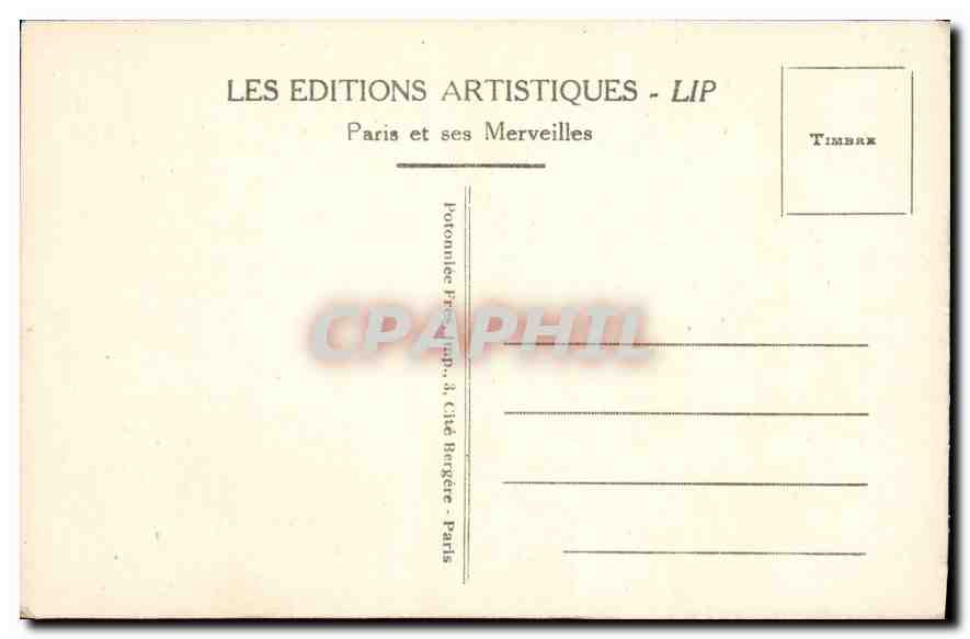 CPA Paris l'Hotel de Ville  — Rückseite