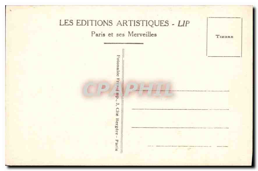CPA Paris la Chambre des Deputes et le Pont de la Concorde  — Rückseite