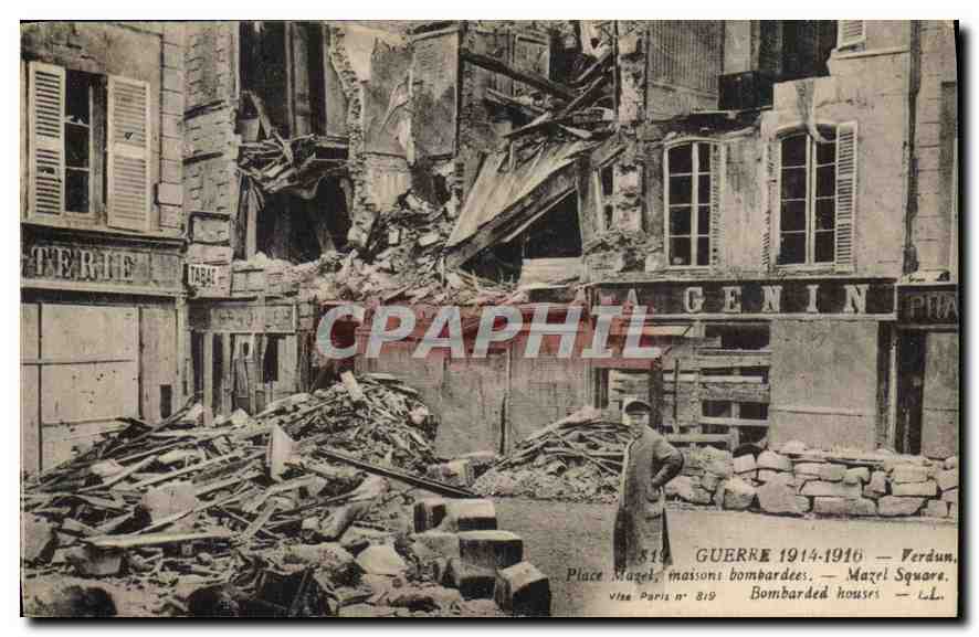 Place Mazel, maisons bombardées — Verdun — Vues Paris n° 819