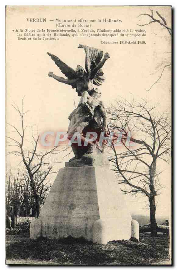 CPA Verdun Monument offert par la Hollande Ceuvre de Ronix 