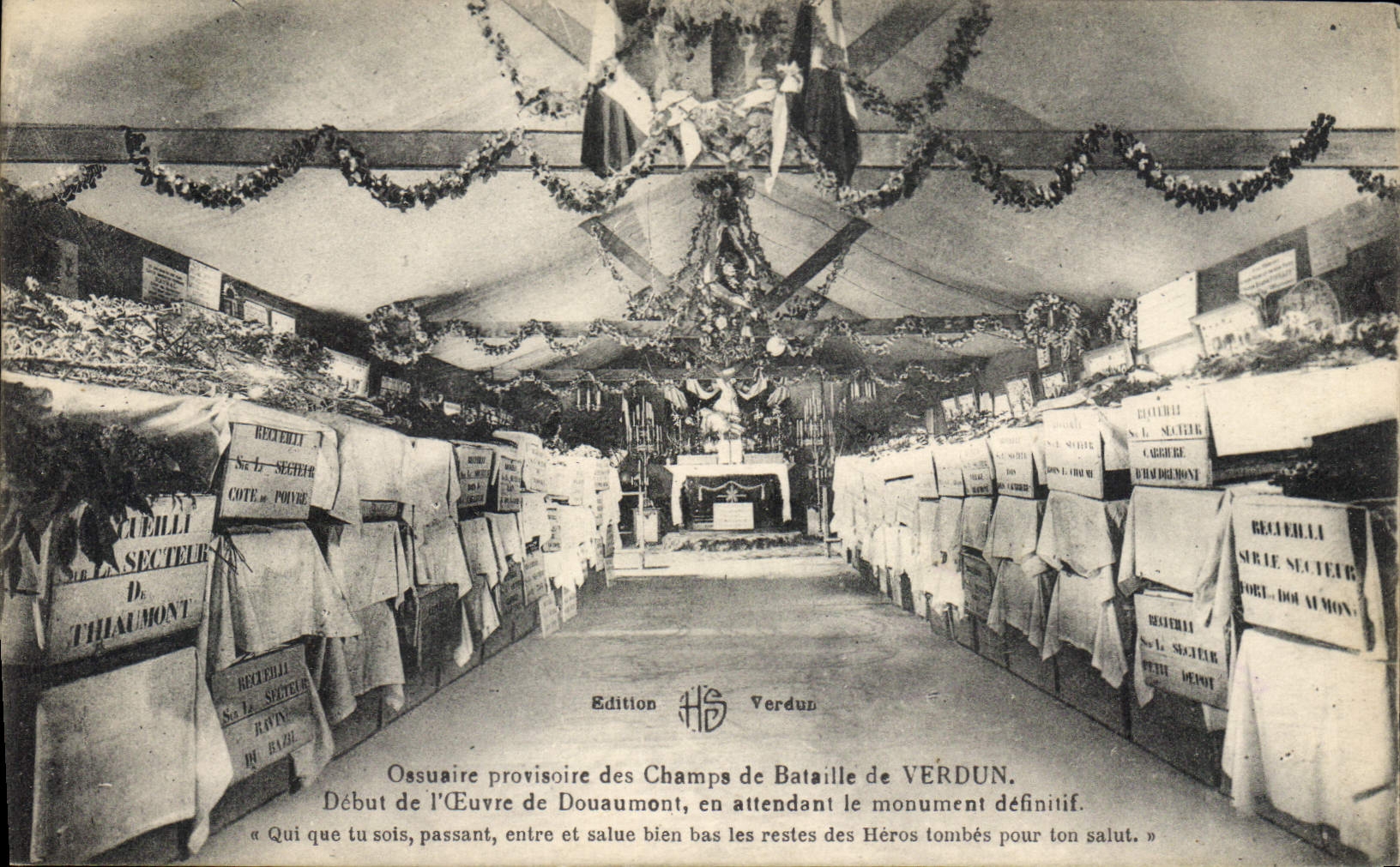 CPA Ossuaire Provisoire des Champs de Bataille de Verdun debut de l'CEuvre de Douaumont en attendant