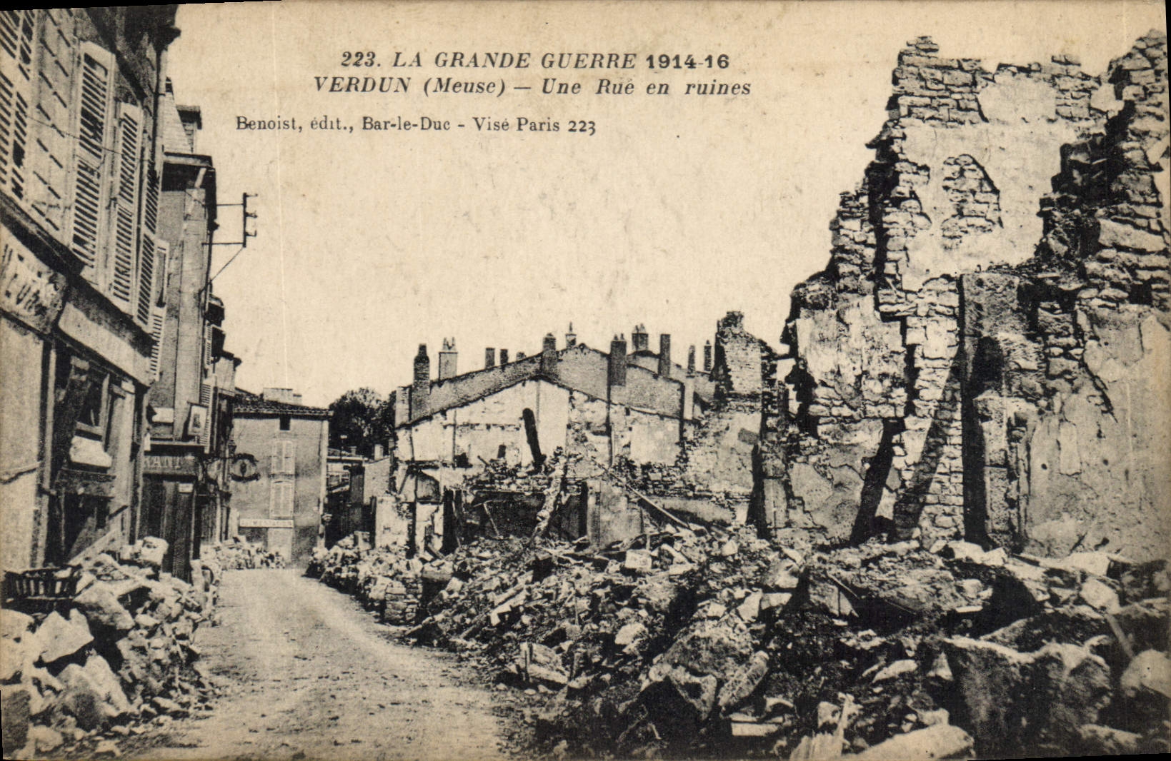 Verdun (Meuse) — Eine zerstörte Straße — Benoist, Verlag, Bar-le-Duc - Visé Paris 223