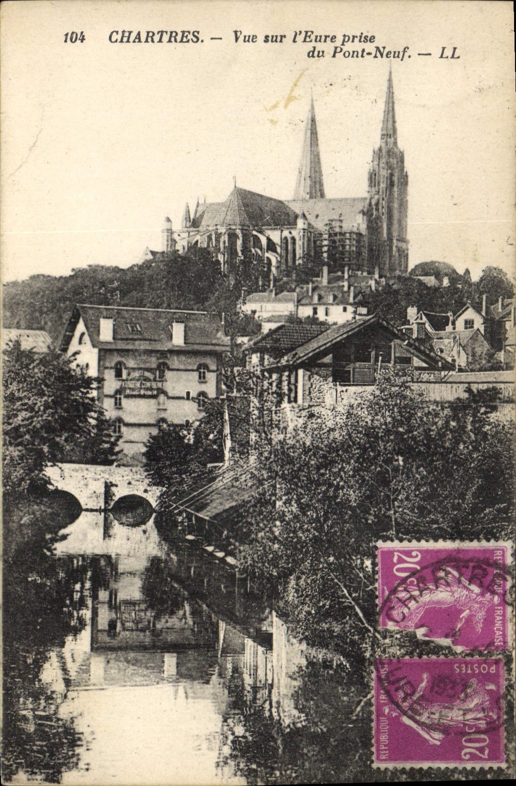 CPA Chartres vue sur l'Eure Prise du Pont Neuf 