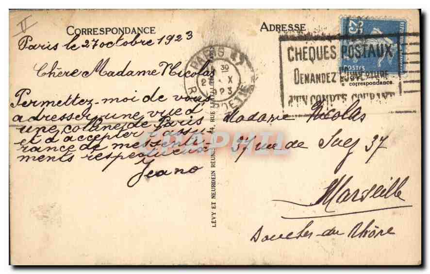 CPA Paris Sacre Cœur de Montmartre — Rückseite