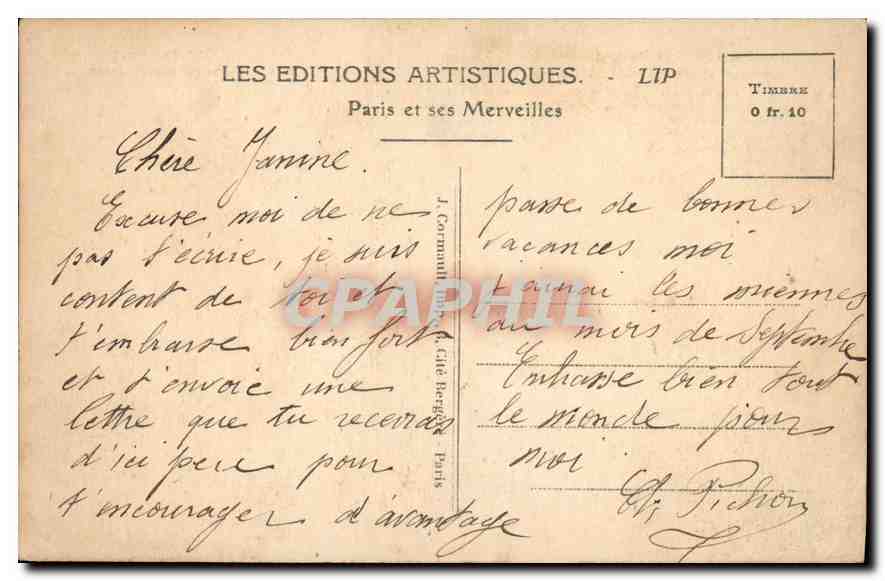 CPA Paris le Pantheon construit sur les Plans de Soufflot  — Rückseite
