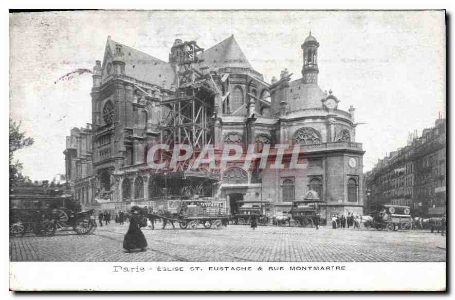 CPA Paris Eglise St eustache et rue Montmartre 