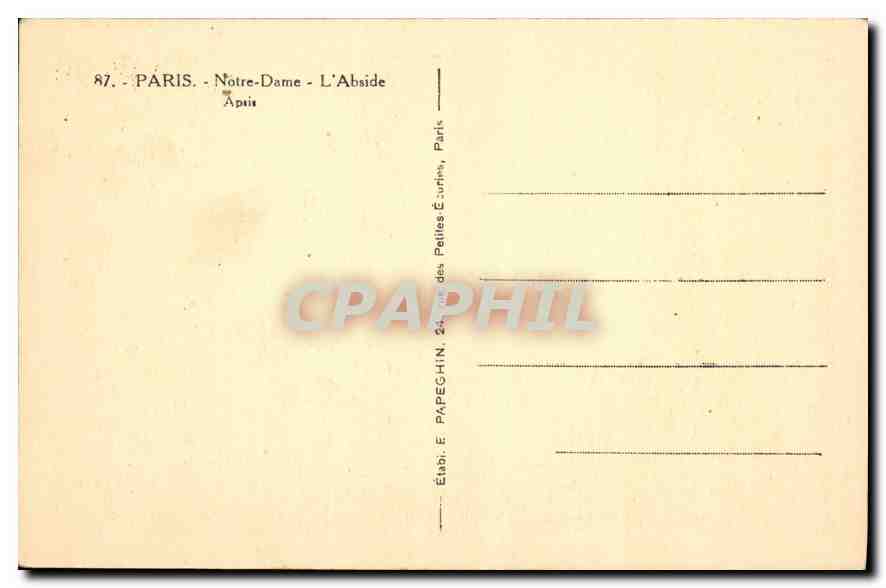 CPA Paris Notre Dame l'Abside  — Verso