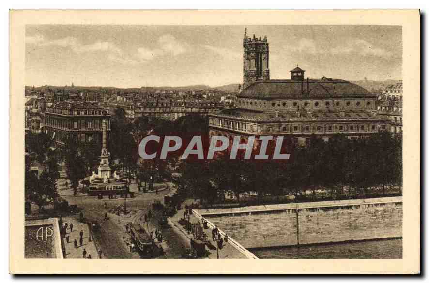 CPA Paris Place du Chatelet Theatre Sarah Bernhardt et la Tour Saint Jacques 