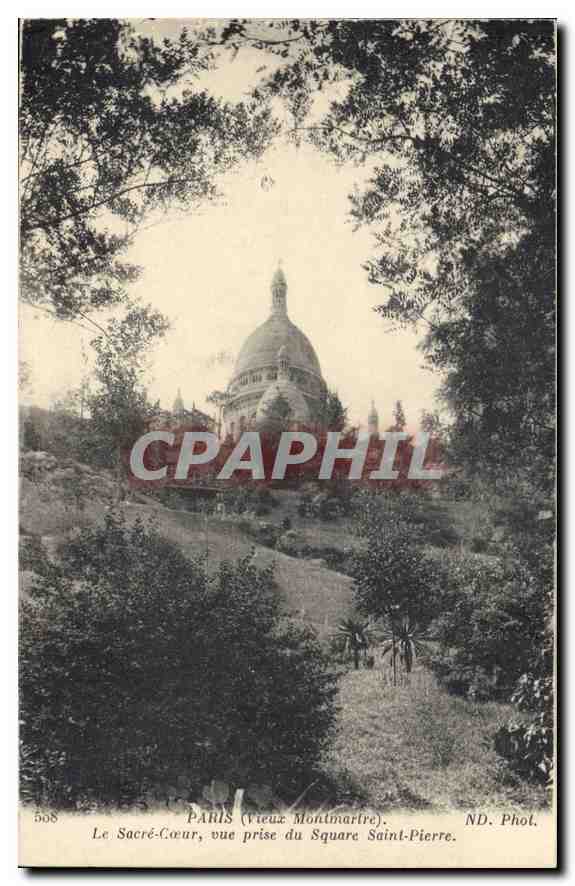 CPA Paris Vieux Montmartre le Sacre Coeur vue prise du Square Saint Pierre 