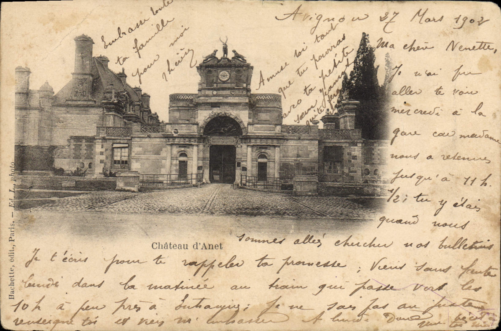 Château d'Anet — monumentale Eingangstür — Hachette, Verlag, Paris, Foto E. L.