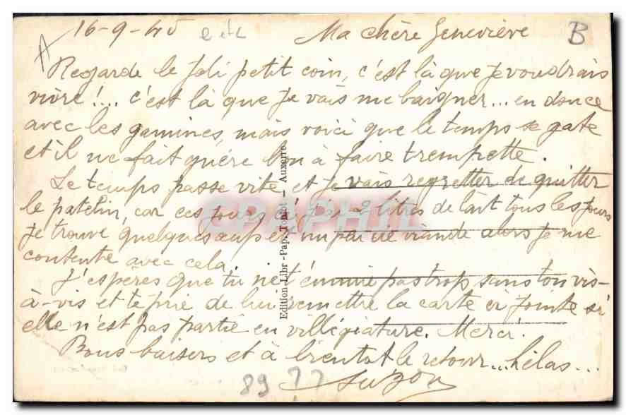 Ormoy — Un coin de l'Armançon et la Baignade — Édition Libr. Fapy, Tarn — Rückseite