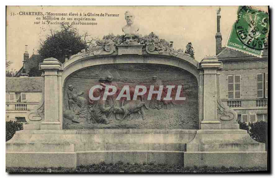 CPA Chartres Monument eleve a la Gloire de Pasteur en memoire de ses experiences sur la Vaccination 