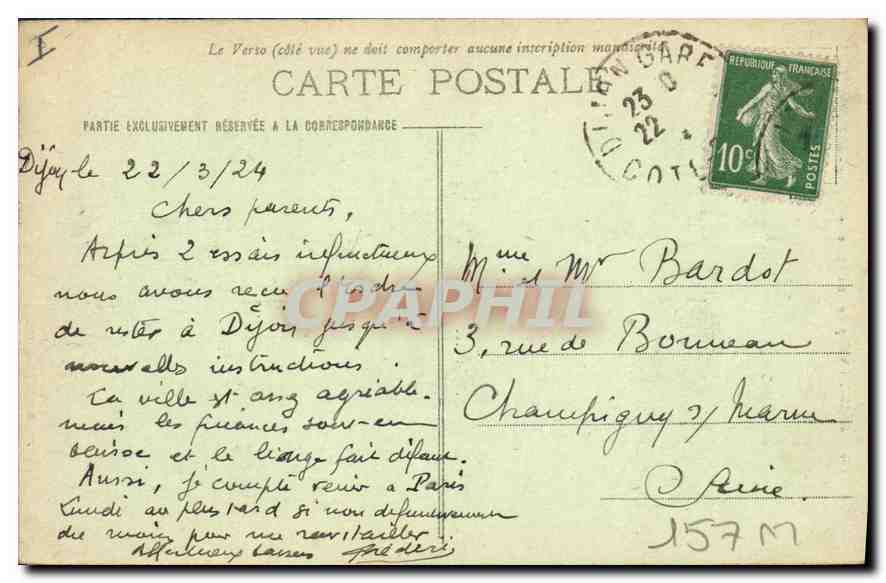 CPA Dijon Vie prise de l'Eglise Saint Jean  — Rückseite