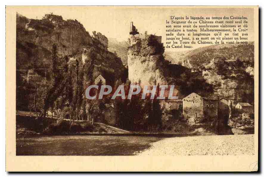 CPA Les Gorges du Tarn Castelbouc vue s'ensemble et le vieux Chateau 