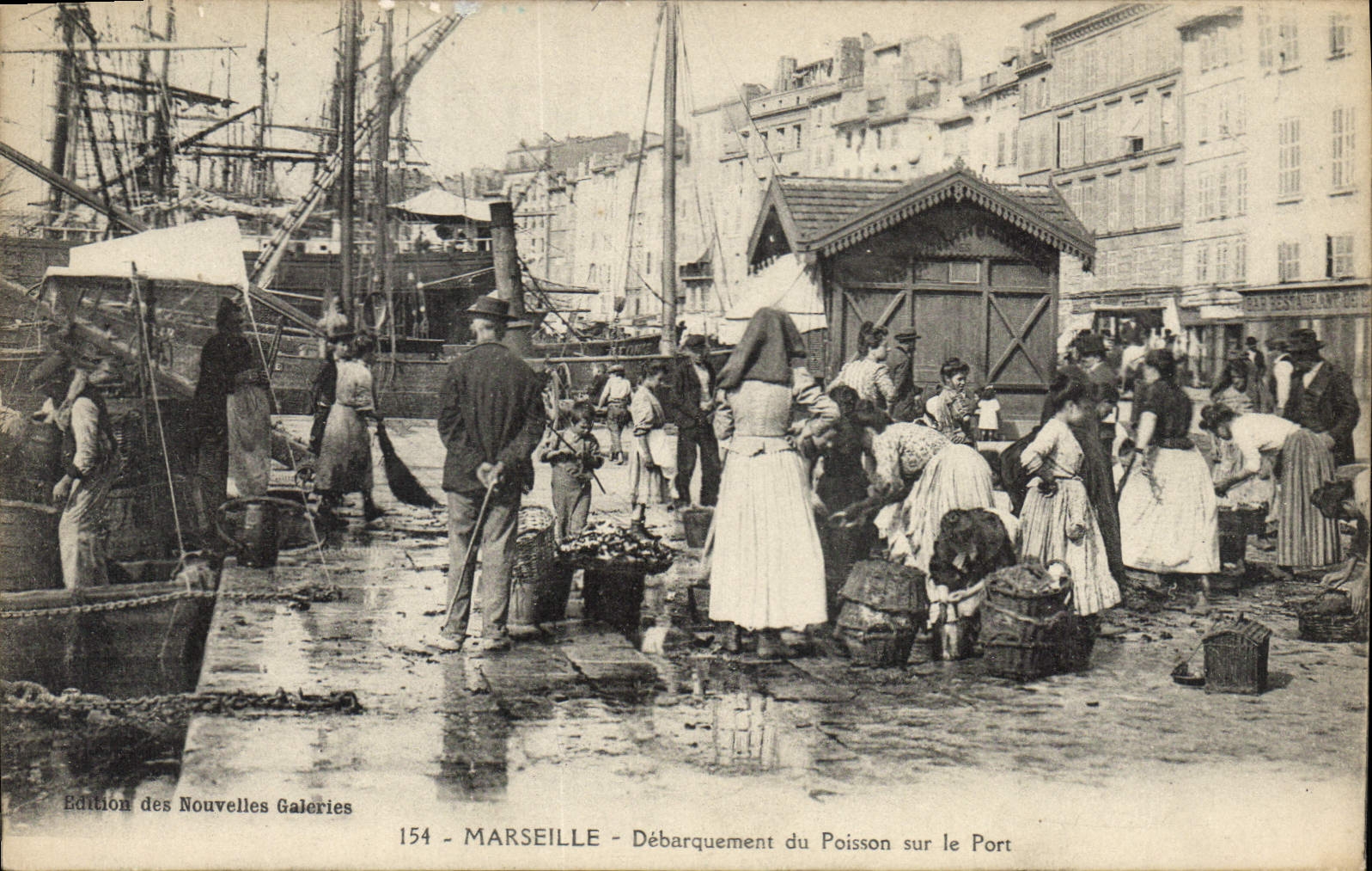 Marsella - Desembarco del Pescado en el Puerto — Edición de las Nuevas Galerías, n° 154