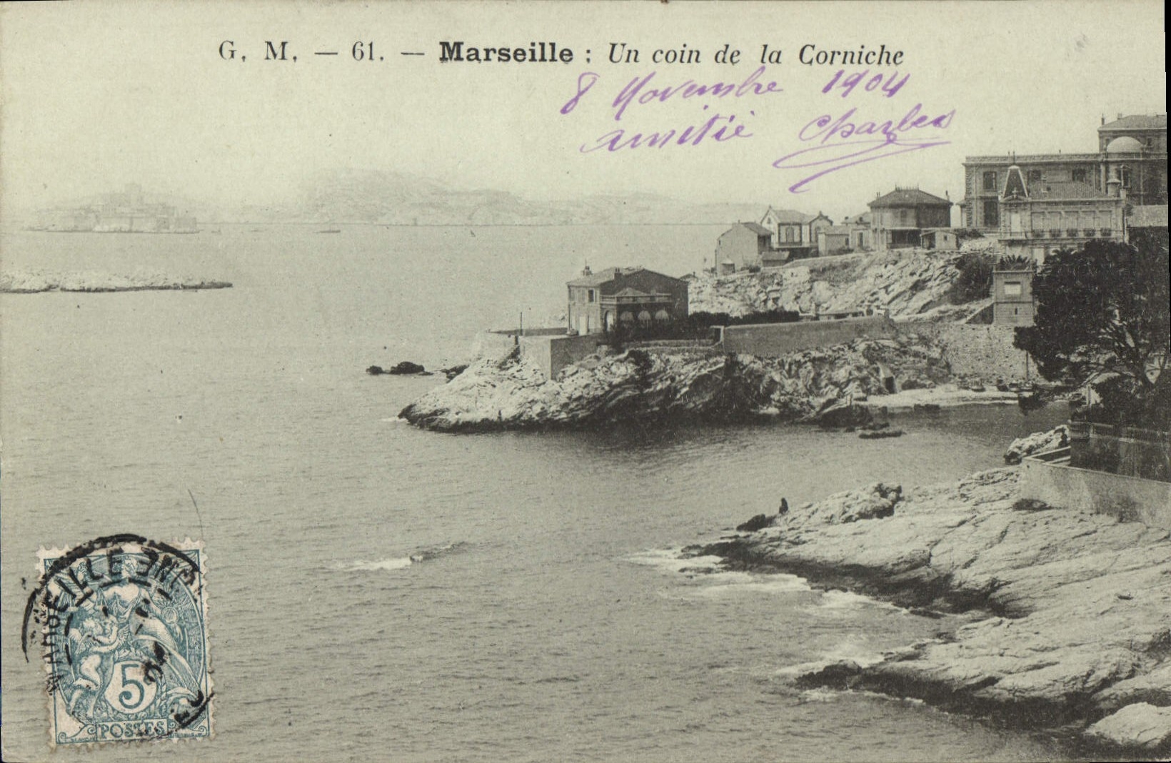 CPA Marseille Un coin de la Corniche 