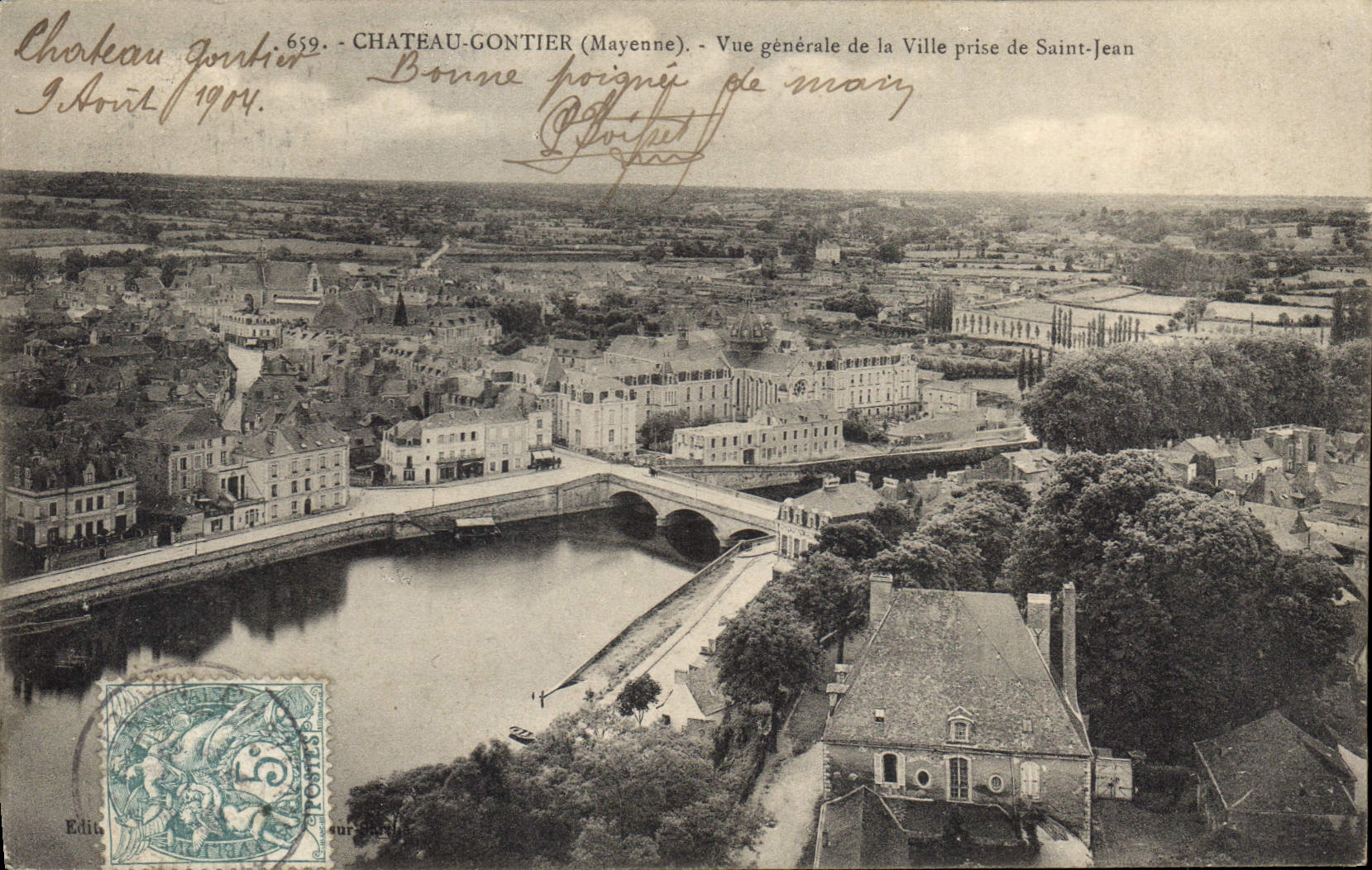 CPA Chateau Gontier Mayenne vue generale de la Ville prise de Saint Jean 