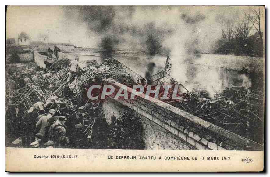 Le Zeppelin abattu à Compiègne le 17 mars 1917 — éditeur (eLP) — série Guerre 1914-15-16-17