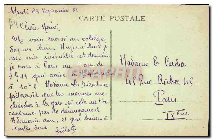 CPA College de Jeunes Filles Dreux E et L vue sur la Blaise de la Passerelle  — Rückseite