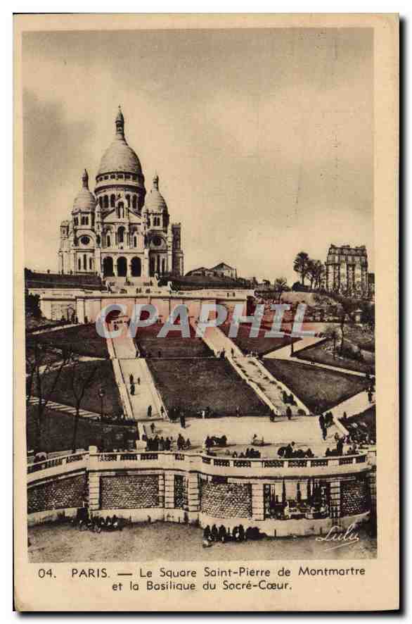 CPA Paris Le Square Saint Pierre de Montmartre et la Basilique du Sacre Coeur 